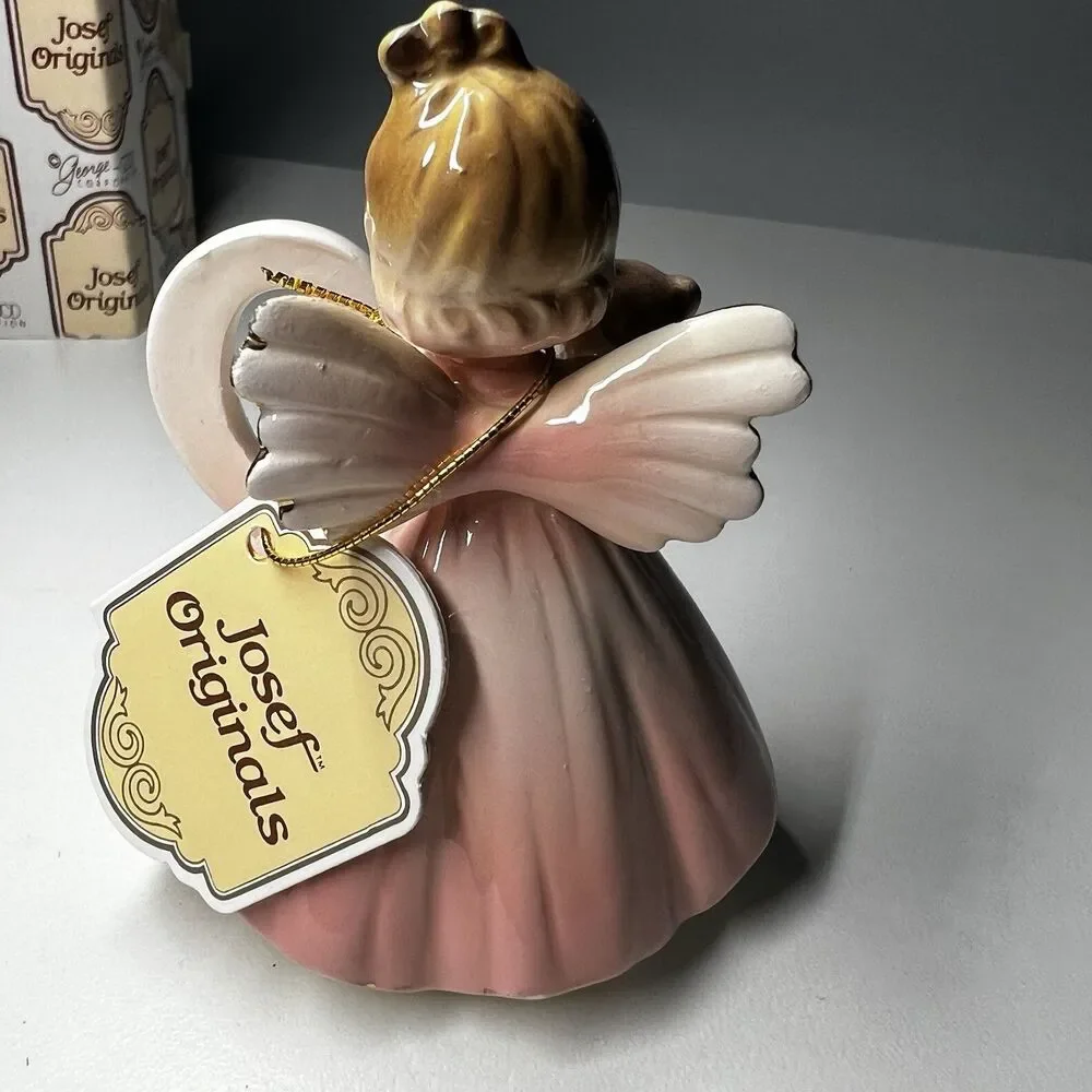 Vintage Josef Originals Birthday Girl Angel Age 2 Teddy Bear Figurine Box Tag